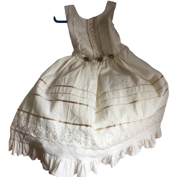 Vtg Western, Prairie, Hippie Victorian Tea Party Dress, Flower Girl, Girls Sz 6 - Picture 2 of 7